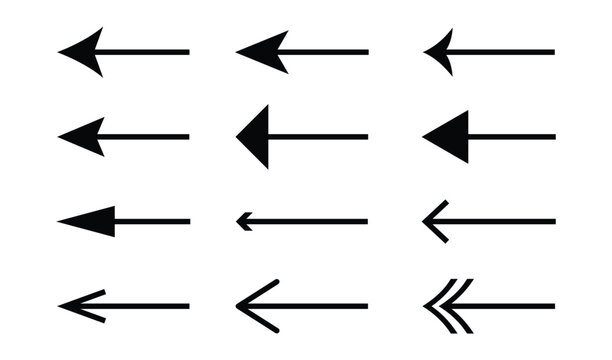 Set of black arrow isolated on white background vector