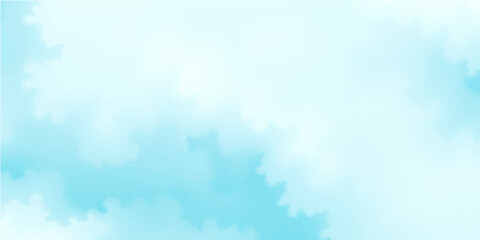 A beautiful abstract blue watercolor background suggests a bright, fluffy cloudscape on a sunny summer day
