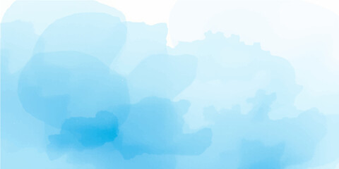 An abstract city background vector illustration under a bright, blue sky with fluffy white clouds and sunlight