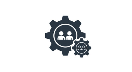 Teamwork and Collaboration Gear Icon.
