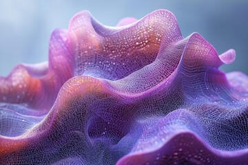 Abstract organic structure with vibrant purple and textured mesh details