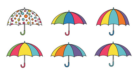 A collection of colorful umbrellas ready for a rainy day adventure.