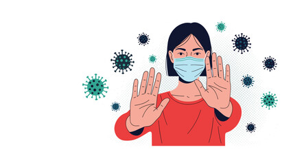 A person wearing a face mask to protect against the spread of viruses.