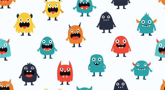 A playful collection of cute and colorful monsters.