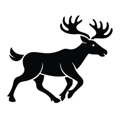 running moose   elkvector icon on white background