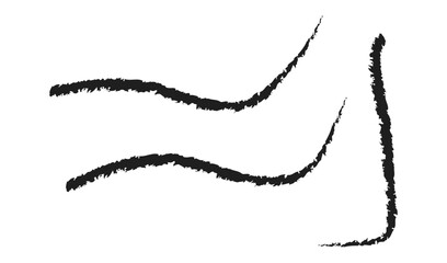 Black eyeliner strokes isolated on white background