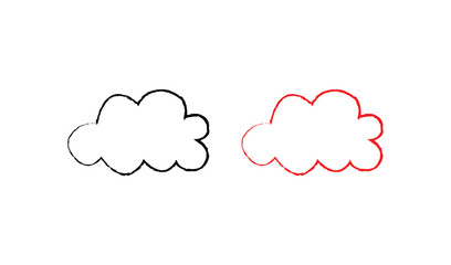 Two cute clouds isolated on white background illustration