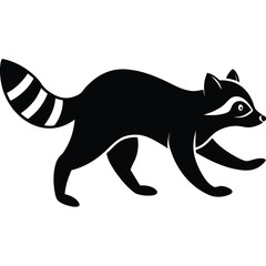 running raccoon vector icon on white background