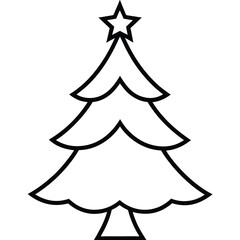 holiday tree outline simple vector icon on black color and white background