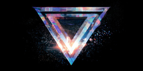 Powerful futuristic v shaped triangle logo icon. Abstract geometric symbol