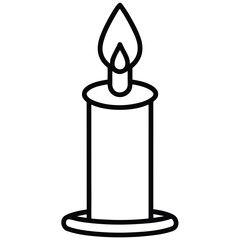 lighted candle simple vector icon on black color and white background