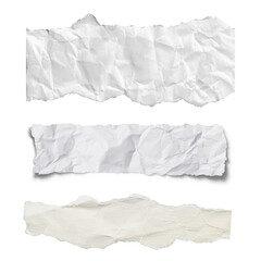 Obraz premium Realistic Torn Paper Strips Collection on Transparent Background – Wrinkled White and Beige Paper Texture PNG
