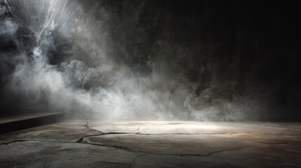 dark smoky room with light beam