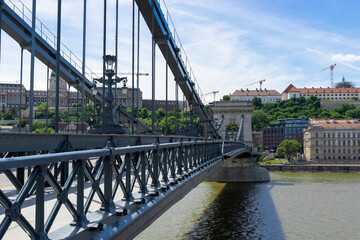 Sz&eacute;chenyi Chain Bridge - spans the River Danube between Buda and Pest in Budapest, Hungary.