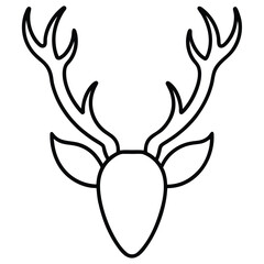 reindeer antlers outline simple vector icon on black color and white background