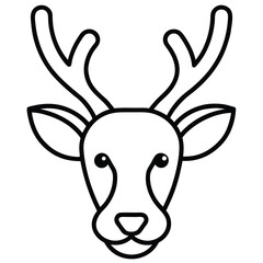 reindeer head outline simple vector icon on black color and white background