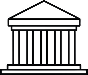 Black outline greek temple icon on white background ancient architecture