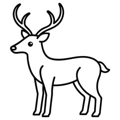 Fototapeta premium reindeer outline simple vector icon on black color and white background