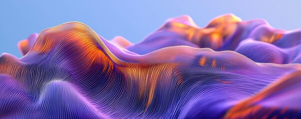 Naklejka premium Abstract wavy purple and orange textured surface inspired by futuristic digital art