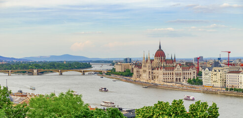 The Hungarian Parliament Building, also known as the Parliament of Budapest, Hungary.