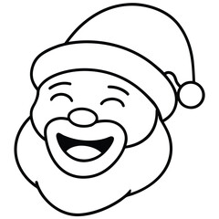 santa laughing simple vector icon on black color and white background