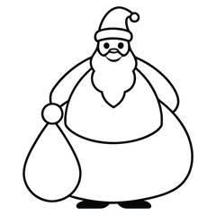 santa with bag simple vector icon on black color and white background