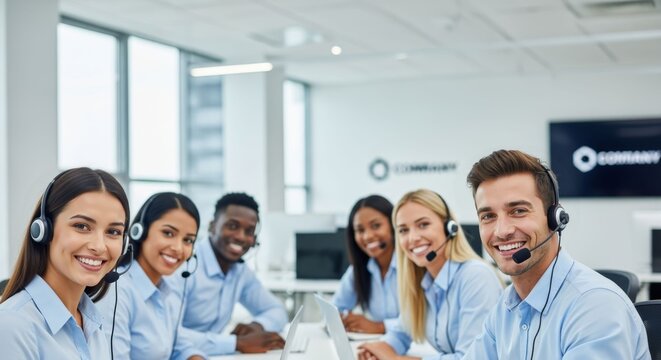 Dedicated multilingual customer service team assisting in a bright office