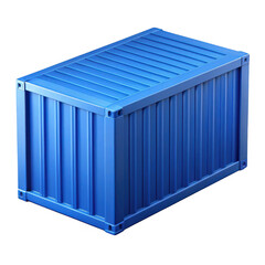 3d blue shipping container isolated on transparent background