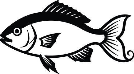 Illustrator Vector Black and White Fish Animal Graphic Illustration silhouette