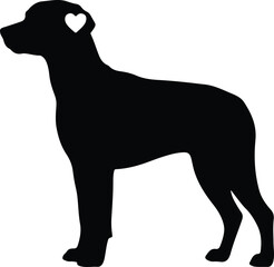 Illustrator Vector Great Dane dog standing heart ear silhouette