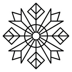 snowflake circle pattern simple vector icon on black color and white background