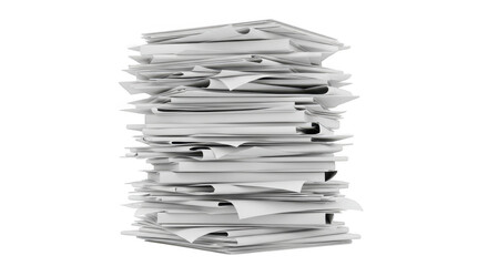 Overwhelming paperwork: A towering stack of papers symbolizes the relentless burden of documentation, paperwork, and administrative tasks.