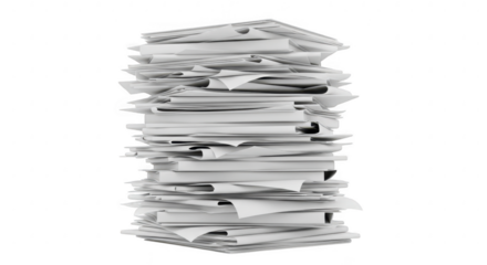 Overwhelming paperwork: A towering stack of papers symbolizes the relentless burden of documentation, paperwork, and administrative tasks.