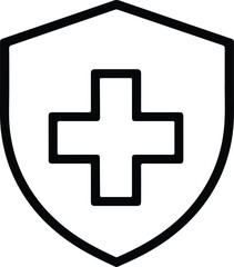 Obraz premium Illustrator Vector Medical cross inside shield shape abstract design silhouette