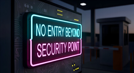 Illuminated Sign Declares Security Restrictions For A Controlled Perimeter Access Zone