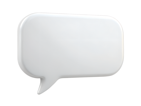 A blank white speech bubble isolated on transparent background