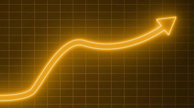 Glowing Arrow on Grid Background Symbolizing Growth Animation