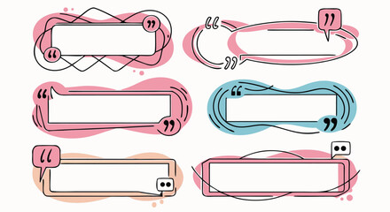 Dynamic quote bubbles with colorful designs for text, messages, and social media posts

