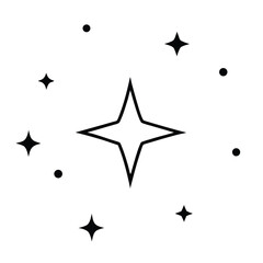 starry sky simple vector icon on black color and white background