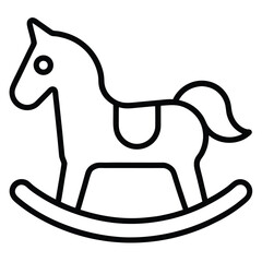 toy rocking horse simple vector icon on black color and white background