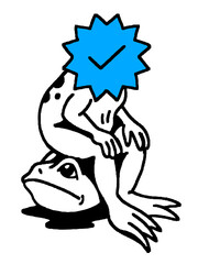 Edgy frog on toad with blue verified checkmark tattoo