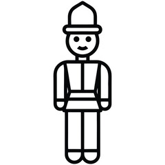 toy soldier simple vector icon on black color and white background