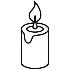 winter candle simple vector icon on black color and white background
