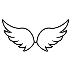 Obraz premium angel wings simple vector icon on black color and white background