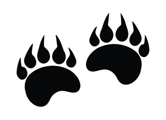 Bear tracks icon, predatory clawed animal paw print