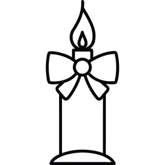 candle with bow simple vector icon on black color and white background