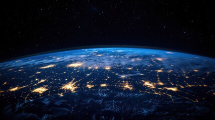Obraz premium Earth seen from space, lit by city lights