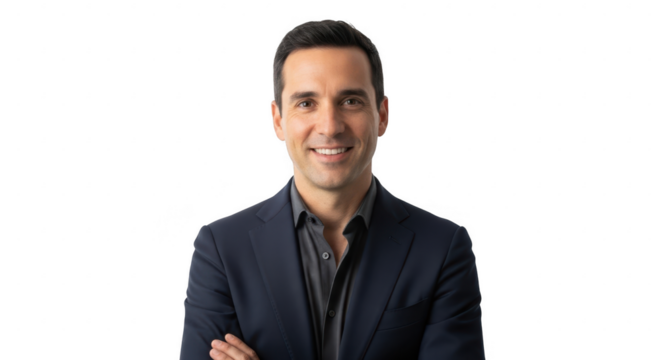 Confident professional portrait: A charismatic figure in business attire, radiating poise and confidence, ready to tackle any challenge