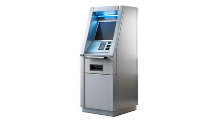 Modern atm machine isolated on transparent background, providing convenient access to banking services and financial transactions for customers