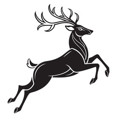 Elegant deer silhouette leaping gracefully